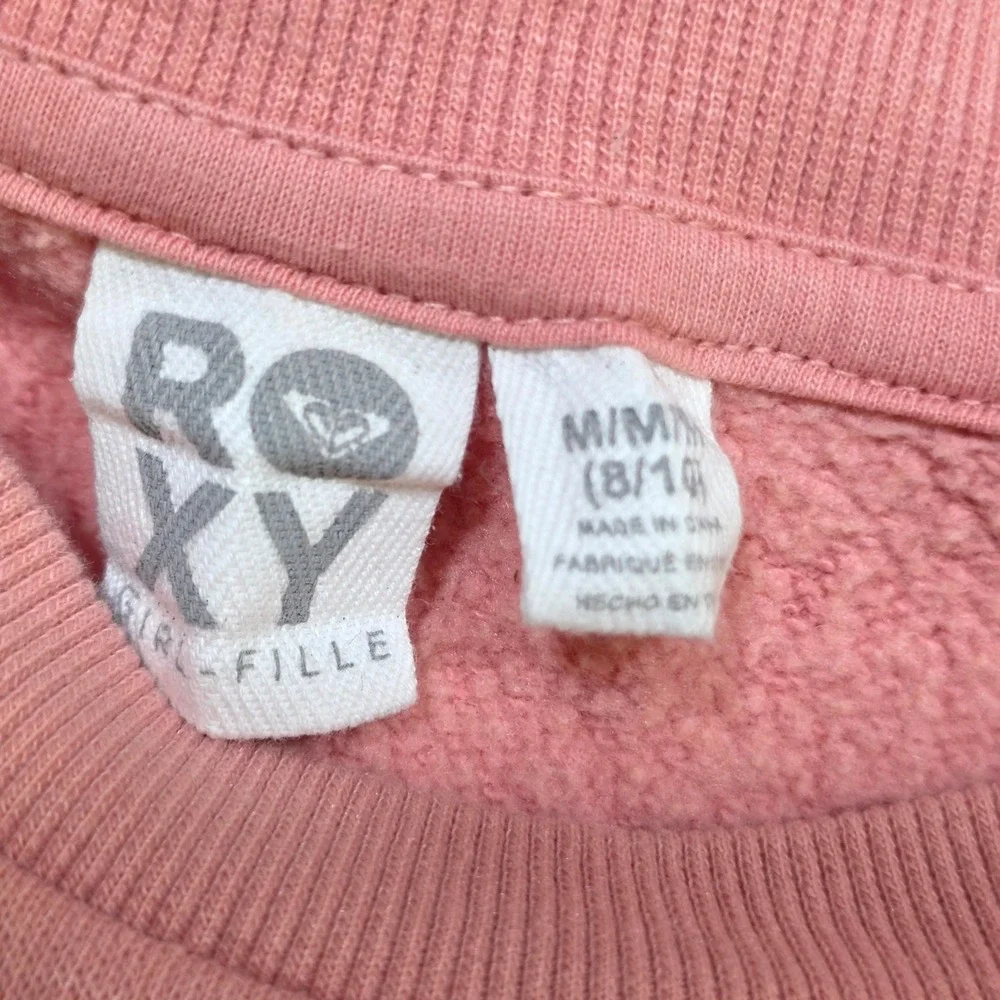 Roxy Sweatshirt Girls Medium 8/10 Pink Take Me To The Tropics Hibiscus RSFIB11S